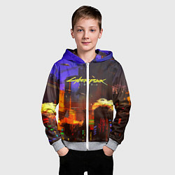 Толстовка на молнии детская Cyberpunk 2077: Night City, цвет: 3D-меланж — фото 2