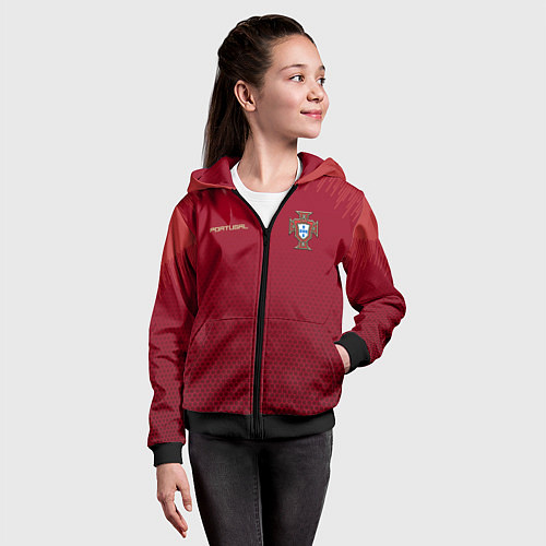 Детская толстовка на молнии Сборная Португалии соты сетка / 3D-Черный – фото 4