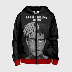 Толстовка на молнии детская XXXTentacion: 1998-2018, цвет: 3D-красный