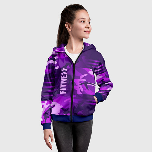 Детская толстовка на молнии Fitness: Camo Violet / 3D-Синий – фото 4