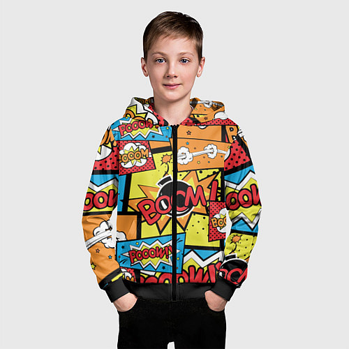 Детская толстовка на молнии Boom Pop Art / 3D-Черный – фото 3