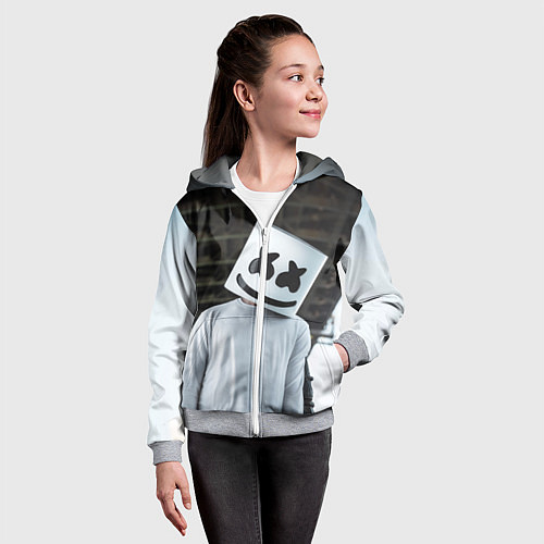 Детская толстовка на молнии Marshmallow DJ / 3D-Меланж – фото 4