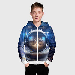 Толстовка на молнии детская Кот-космонавт, цвет: 3D-белый — фото 2