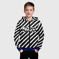 Толстовка на молнии детская BTS: B&W Stripes, цвет: 3D-синий — фото 2