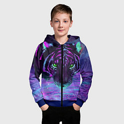 Толстовка на молнии детская Неоновый тигр, цвет: 3D-синий — фото 2