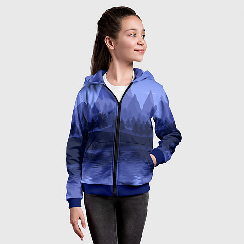 Детская толстовка на молнии Firewatch Mountains / 3D-Синий – фото 4