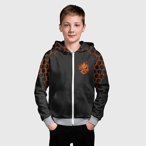 Детская толстовка на молнии Cyberpunk 2077: Samurai / 3D-Меланж – фото 3