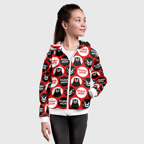Детская толстовка на молнии Kumamon Pattern / 3D-Белый – фото 4
