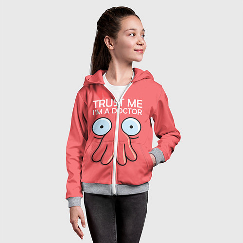Детская толстовка на молнии Trust Me I'm a Doctor / 3D-Меланж – фото 4