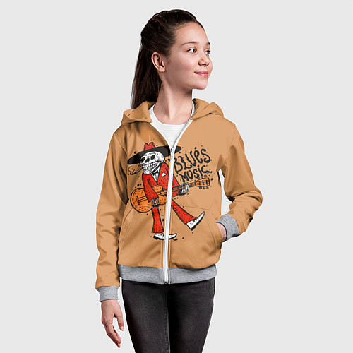 Детская толстовка на молнии Blues Music / 3D-Меланж – фото 4