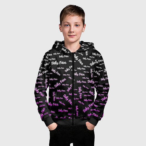 Детская толстовка на молнии Sally Face: Violet Pattern / 3D-Черный – фото 3