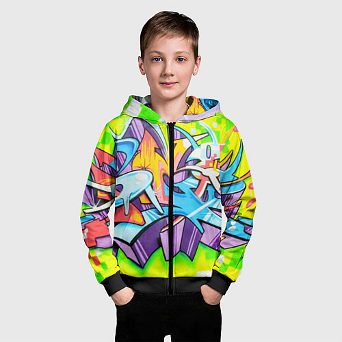 Детская толстовка на молнии Неоновая кислота / 3D-Черный – фото 3