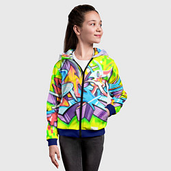 Толстовка на молнии детская Неоновая кислота, цвет: 3D-синий — фото 2