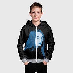 Толстовка на молнии детская Billie Eilish: Blue Style, цвет: 3D-меланж — фото 2