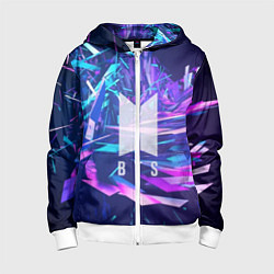 Толстовка на молнии детская BTS: Cyber Neon, цвет: 3D-белый