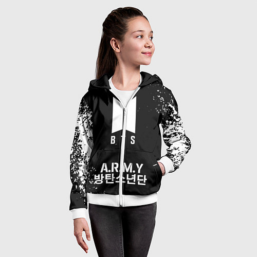 Детская толстовка на молнии BTS ARMY / 3D-Белый – фото 4