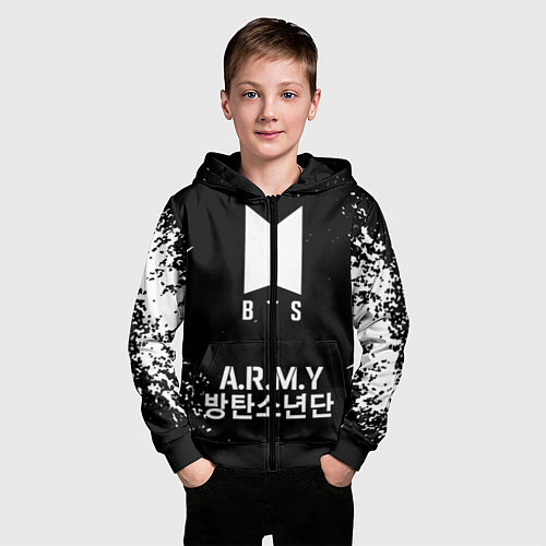 Детская толстовка на молнии BTS ARMY / 3D-Черный – фото 3