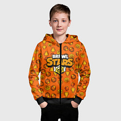 Толстовка на молнии детская Brawl Stars: Orange Team, цвет: 3D-черный — фото 2