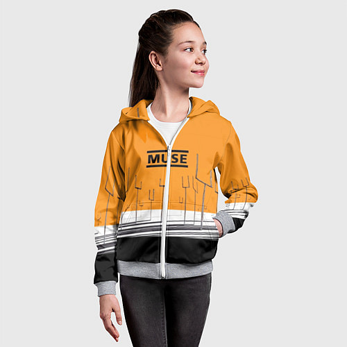 Детская толстовка на молнии Muse: Orange Mood / 3D-Меланж – фото 4
