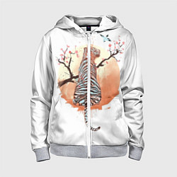Детская толстовка на молнии Тигр на дереве сакуры