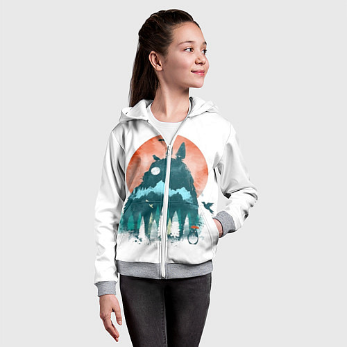 Детская толстовка на молнии Лесной Тоторо / 3D-Меланж – фото 4