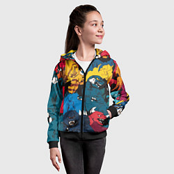 Толстовка на молнии детская Годзилла, цвет: 3D-черный — фото 2