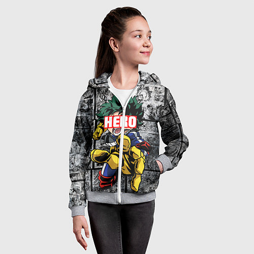 Детская толстовка на молнии Deku Плашка переносная / 3D-Меланж – фото 4