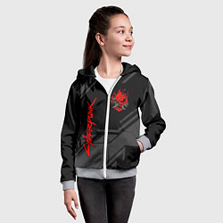 Толстовка на молнии детская Cyberpunk 2077: Grey Samurai, цвет: 3D-меланж — фото 2