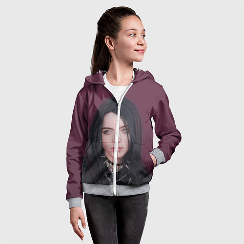 Детская толстовка на молнии Билли Айлиш / 3D-Меланж – фото 4