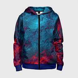 Толстовка на молнии детская Blue and Red abstract, цвет: 3D-синий