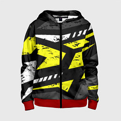 Детская толстовка на молнии Black yellow abstract sport style