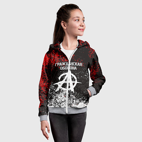 Детская толстовка на молнии ГРАЖДАНСКАЯ ОБОРОНА / 3D-Меланж – фото 4