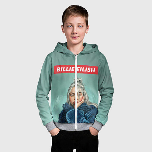 Детская толстовка на молнии Billie Eilish / 3D-Меланж – фото 3