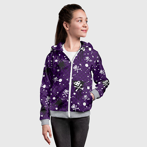 Детская толстовка на молнии Эмо 2007 фиолетовый фон / 3D-Меланж – фото 4