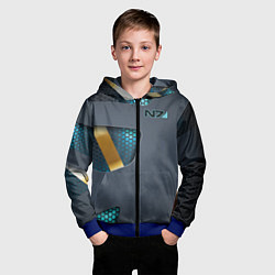 Толстовка на молнии детская Mass Effect N7, цвет: 3D-синий — фото 2