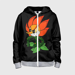 Толстовка на молнии детская Cuphead - Кэгни Гвоздика, цвет: 3D-меланж