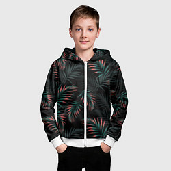 Толстовка на молнии детская Листья пальмы, цвет: 3D-белый — фото 2