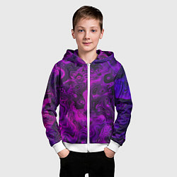 Толстовка на молнии детская Abstract purple, цвет: 3D-белый — фото 2