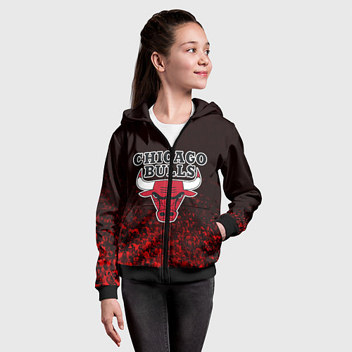 Детская толстовка на молнии CHICAGO BULLS / 3D-Черный – фото 4