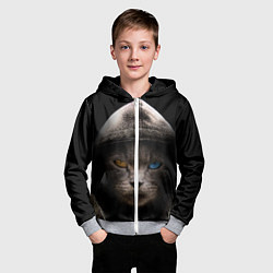 Толстовка на молнии детская Уличный кот, цвет: 3D-меланж — фото 2