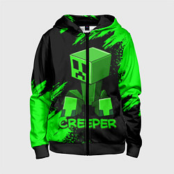 Толстовка на молнии детская MINECRAFT CREEPER, цвет: 3D-черный