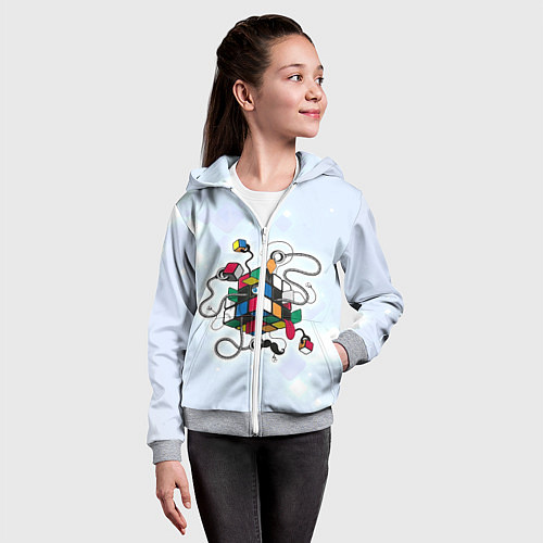 Детская толстовка на молнии Кубик Рубика / 3D-Меланж – фото 4