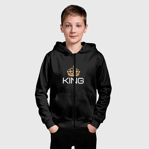 Детская толстовка на молнии Король / 3D-Черный – фото 3