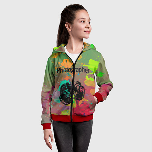 Детская толстовка на молнии Фотограф / 3D-Красный – фото 4