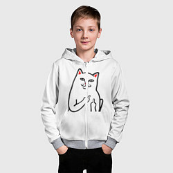 Толстовка на молнии детская Meme Cat, цвет: 3D-меланж — фото 2
