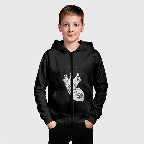 Детская толстовка на молнии Выжигющий Искру / 3D-Черный – фото 3