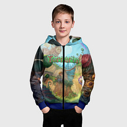 Толстовка на молнии детская Terraria, цвет: 3D-синий — фото 2