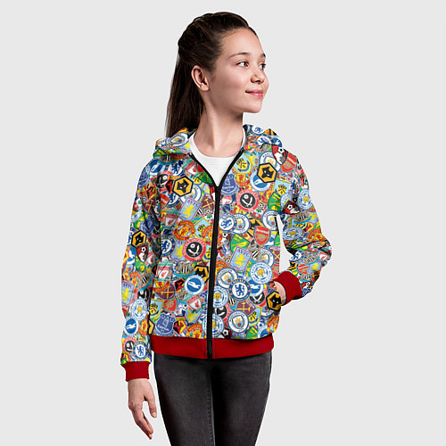 Детская толстовка на молнии Английская Премьер Лига / 3D-Красный – фото 4