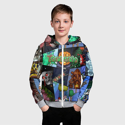 Детская толстовка на молнии Terraria / 3D-Меланж – фото 3