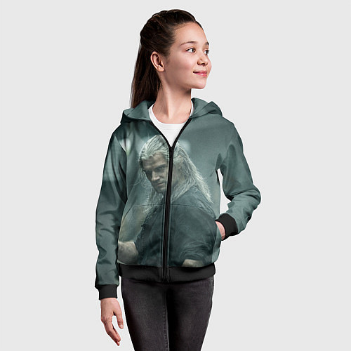 Детская толстовка на молнии Ведьмак Геральт / 3D-Черный – фото 4